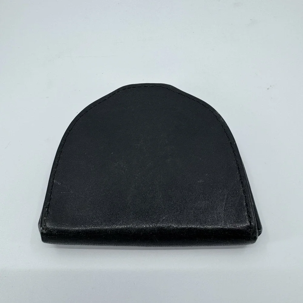 RARE Vintage GIANNI VERSACE, BLACK Leather Coin Purse Men's Wallet Made In Italy